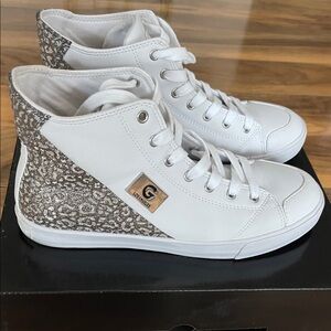 GBG Los Angeles White and Silver High-Top Sneakers
